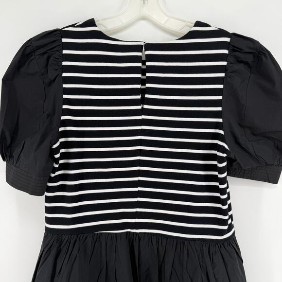 The English Factory High Low Knit Combo Dress Puff Sleeve Black White Small - Picture 6 of 8